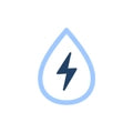 Icon of a water droplet with a lightning bolt inside it, symbolizing electrolytes and hydration.